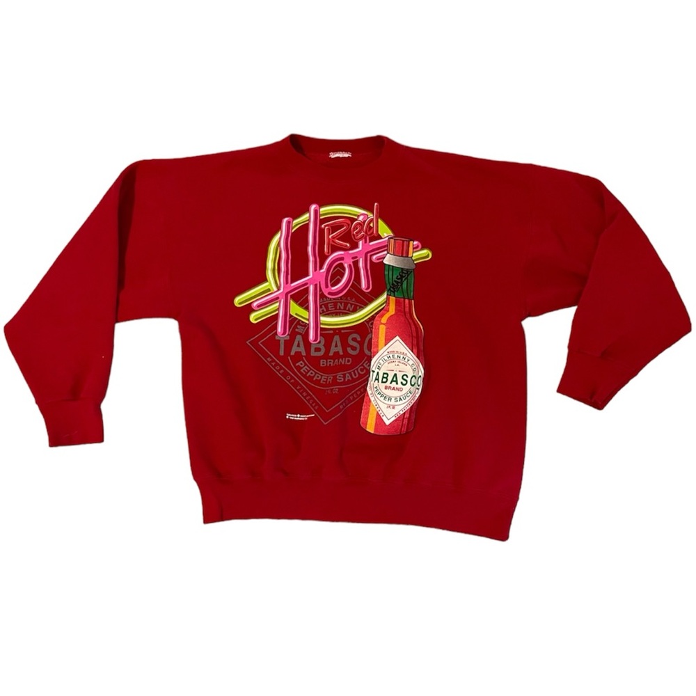 Vintage 1994 Red Hot Tabasco Hot Sauce Crewneck Sweatshirt